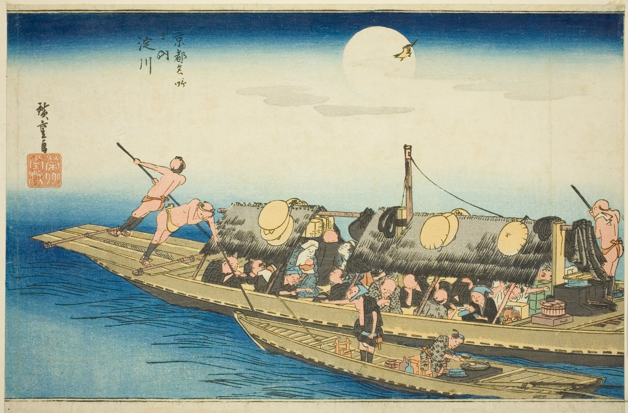 Fiume Yodo (Yodogawa), dalla serie "Luoghi famosi di Kyoto (Kyoto meisho no uchi)" da Utagawa Hiroshige