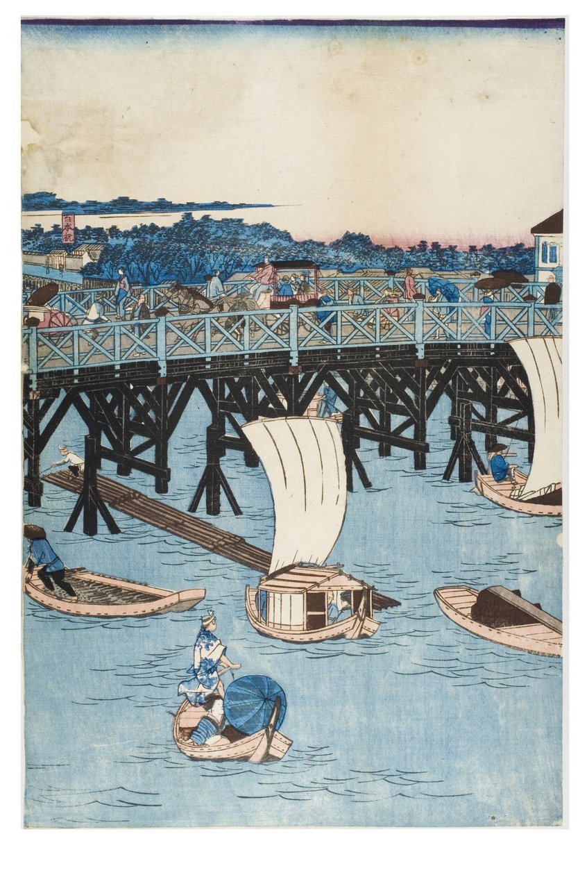 Luoghi famosi di Tokyo, Vista reale del ponte Ryogoku da Utagawa II Hiroshige