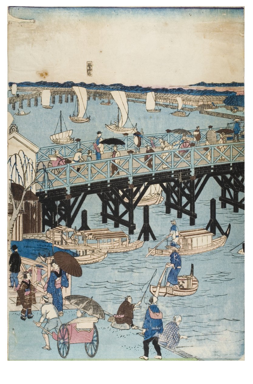 Luoghi famosi a Tokyo, Vista reale del ponte Ryogoku da Utagawa II Hiroshige