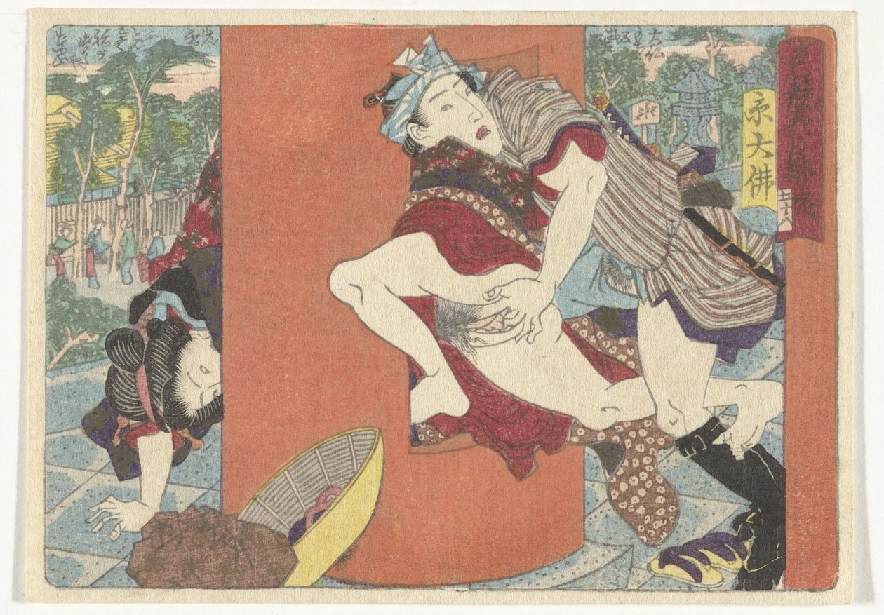 Un incontro al tempio da Utagawa Kunisada (I) (attributed to)