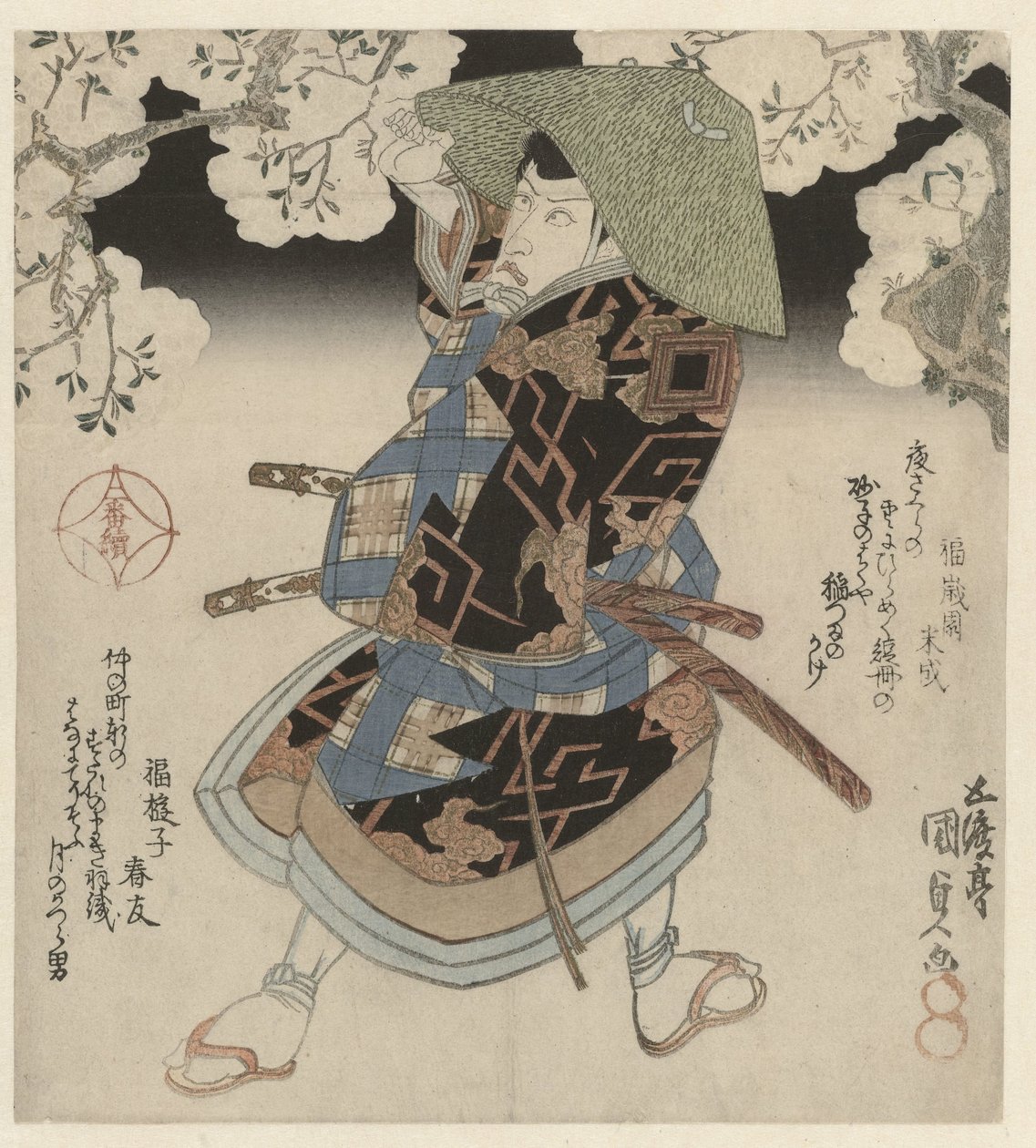 Un samurai sotto i ciliegi da Utagawa Kunisada (I)