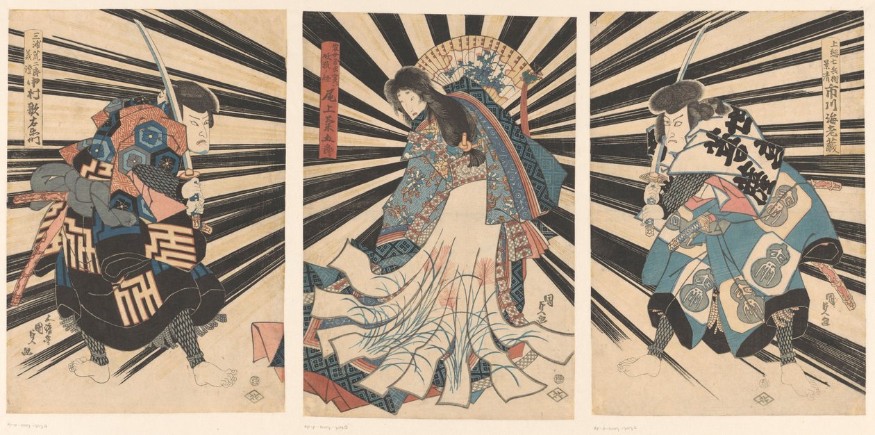 Gli attori Nakamura Utaemon IV, Onoe Kikugoro III e Ichikawa Ebizo V da Utagawa Kunisada (I)