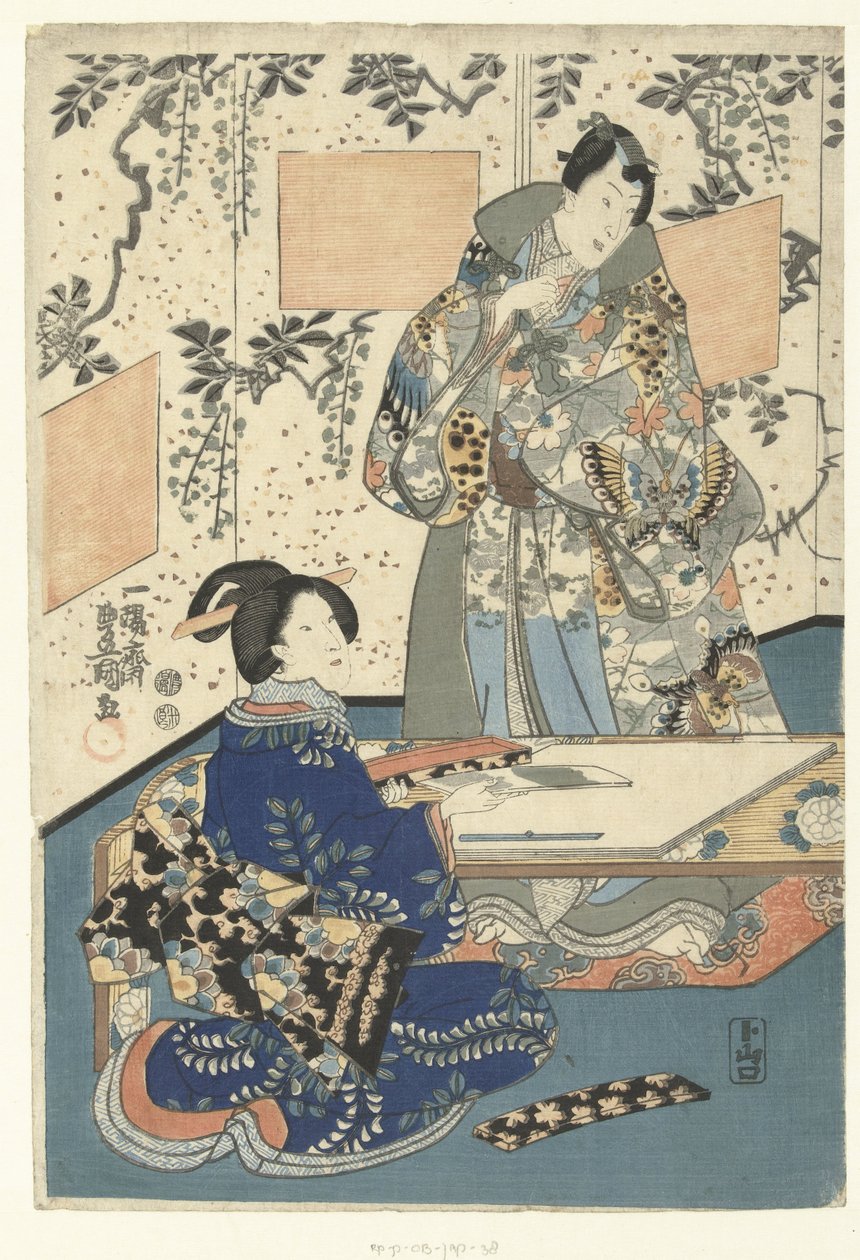 Principe Genji e dama di corte da Utagawa Kunisada (I)