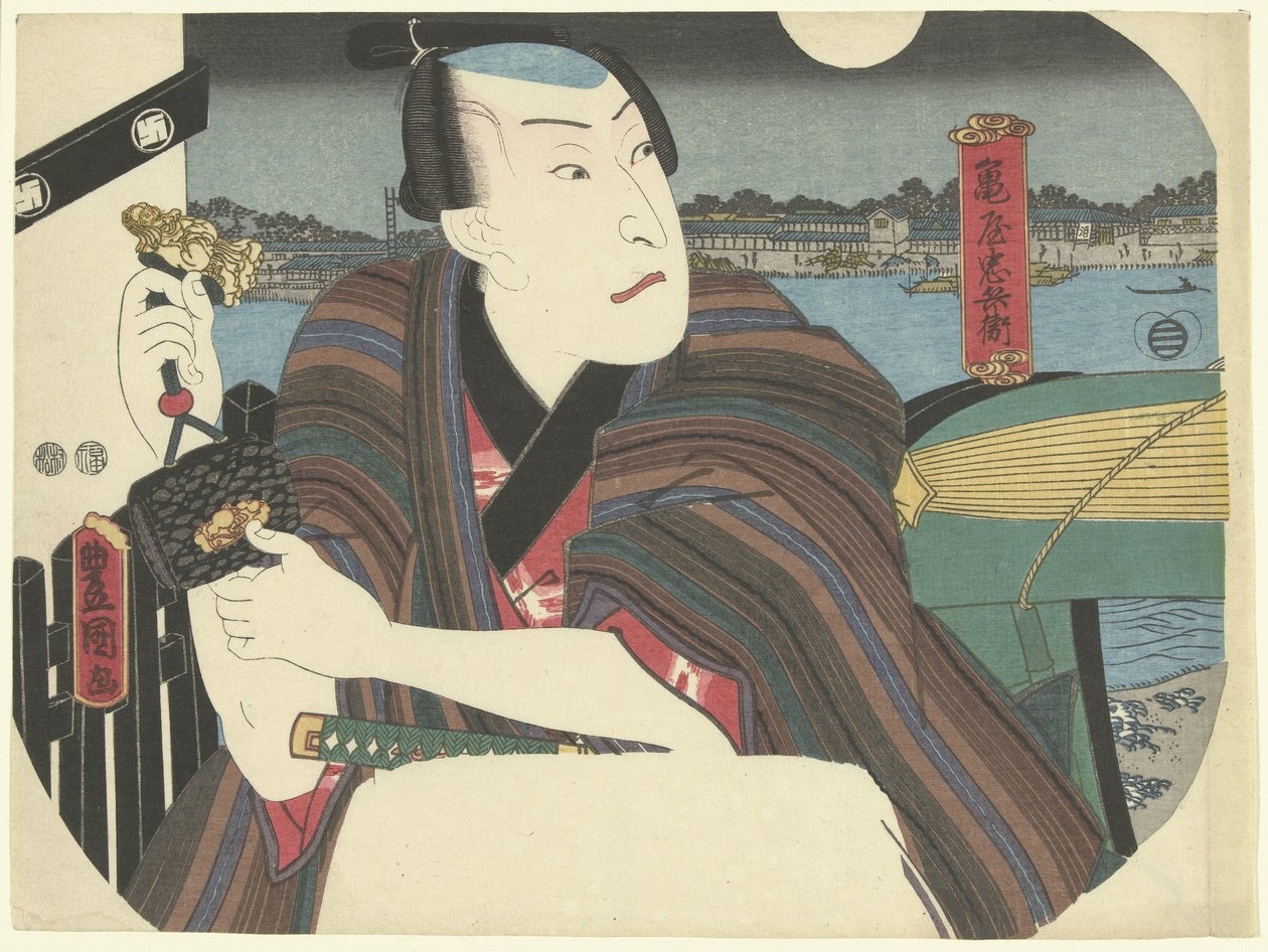 Samurai vicino al fiume da Utagawa Kunisada (I)