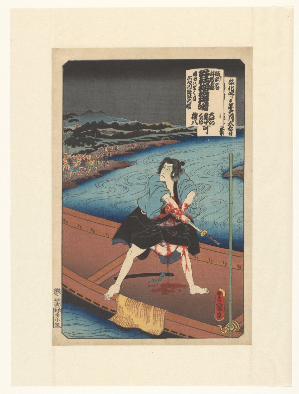 Shirai Gonpachi si suicida su una barca da Utagawa Kunisada (I)