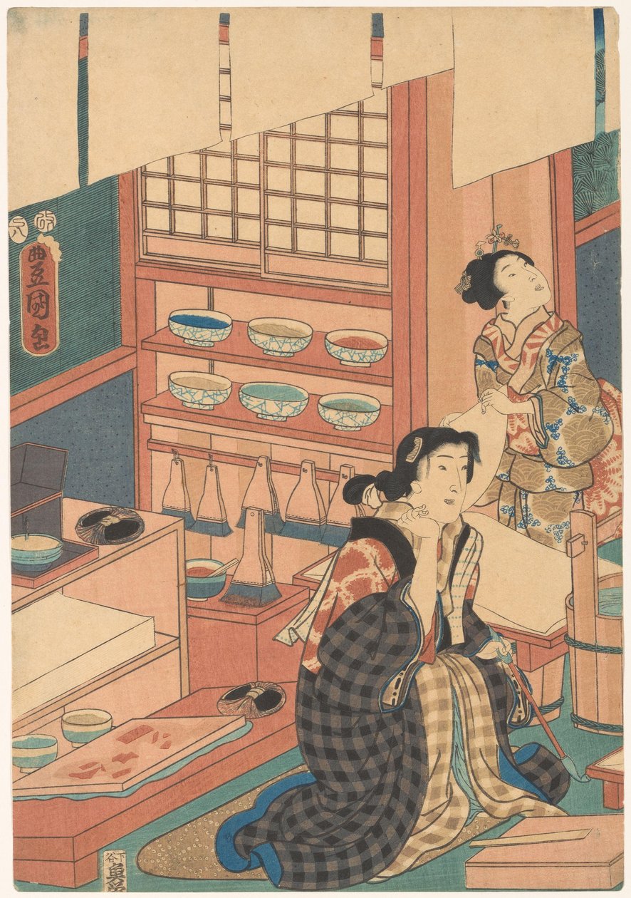 Donne che fanno stampe (parte sinistra) da Utagawa Kunisada (I)