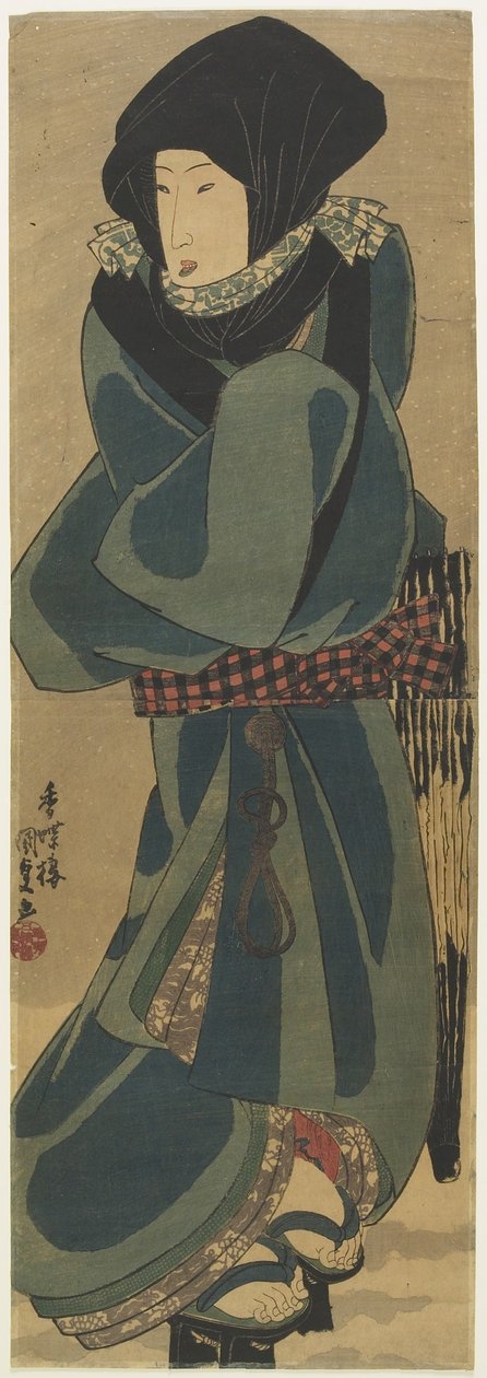 (Donna con mantello e cappuccio), c. 1830-1844 da Utagawa Kunisada