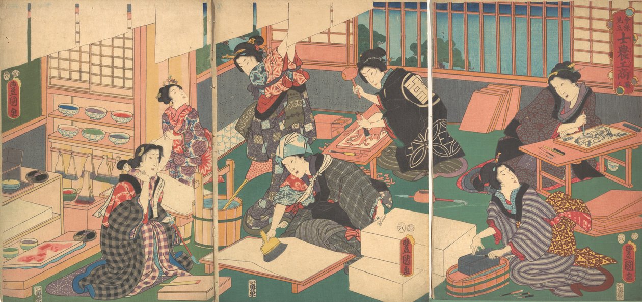 Artigiani, dalla serie Una parodia moderna delle quattro classi, 19° secolo da Utagawa Kunisada