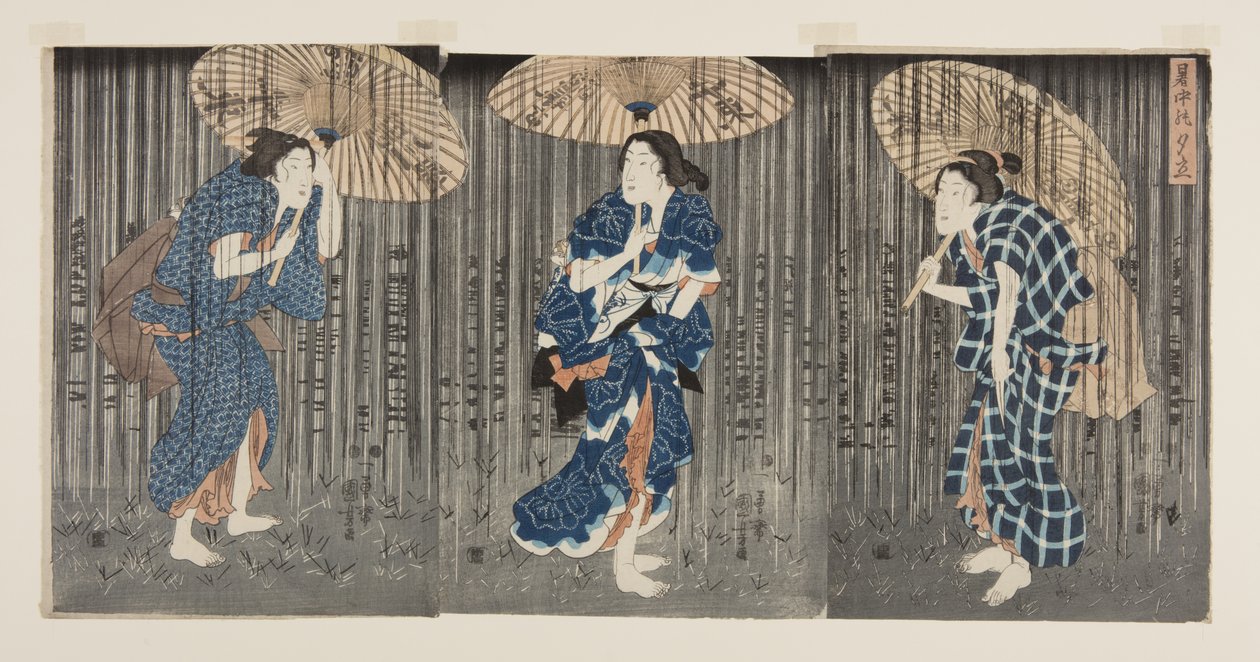 Doccia improvvisa nel caldo estivo da Utagawa Kunisada