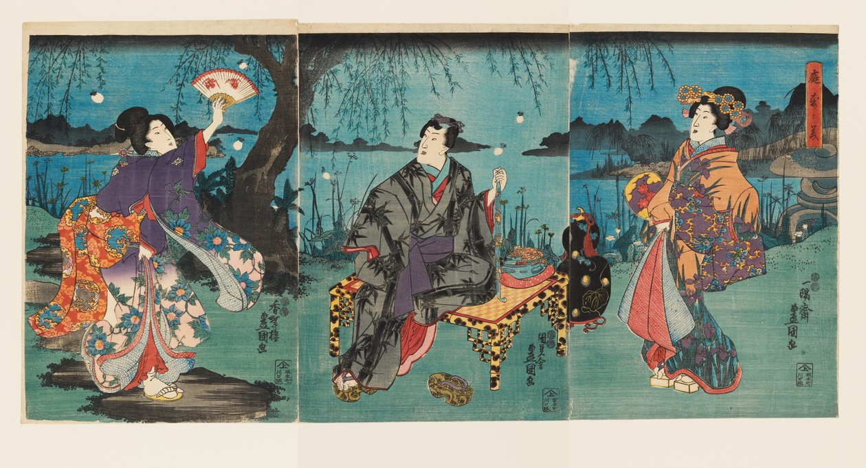 Rinfrescarsi in giardino da Utagawa Kunisada II