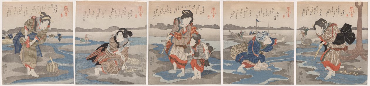 Cinque immagini di bassa marea da Utagawa Kuniyoshi