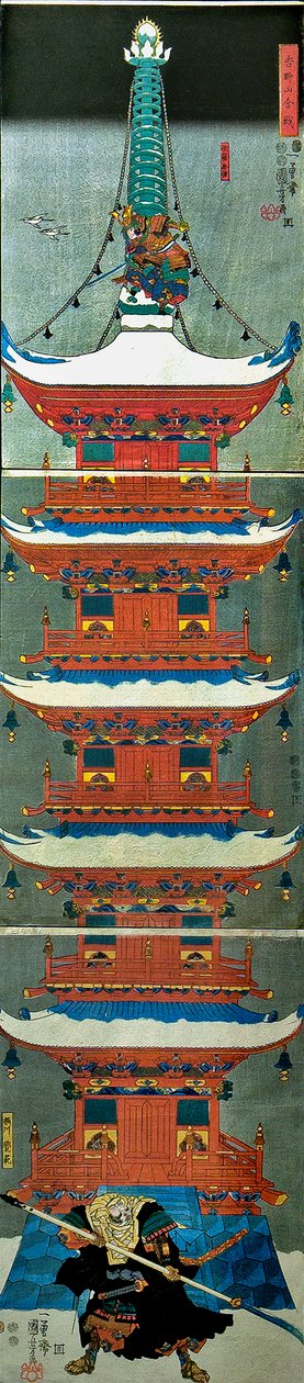 Battaglia sul Monte Yoshino (Yoshinoyama kassen), c.1851 da Utagawa Kuniyoshi