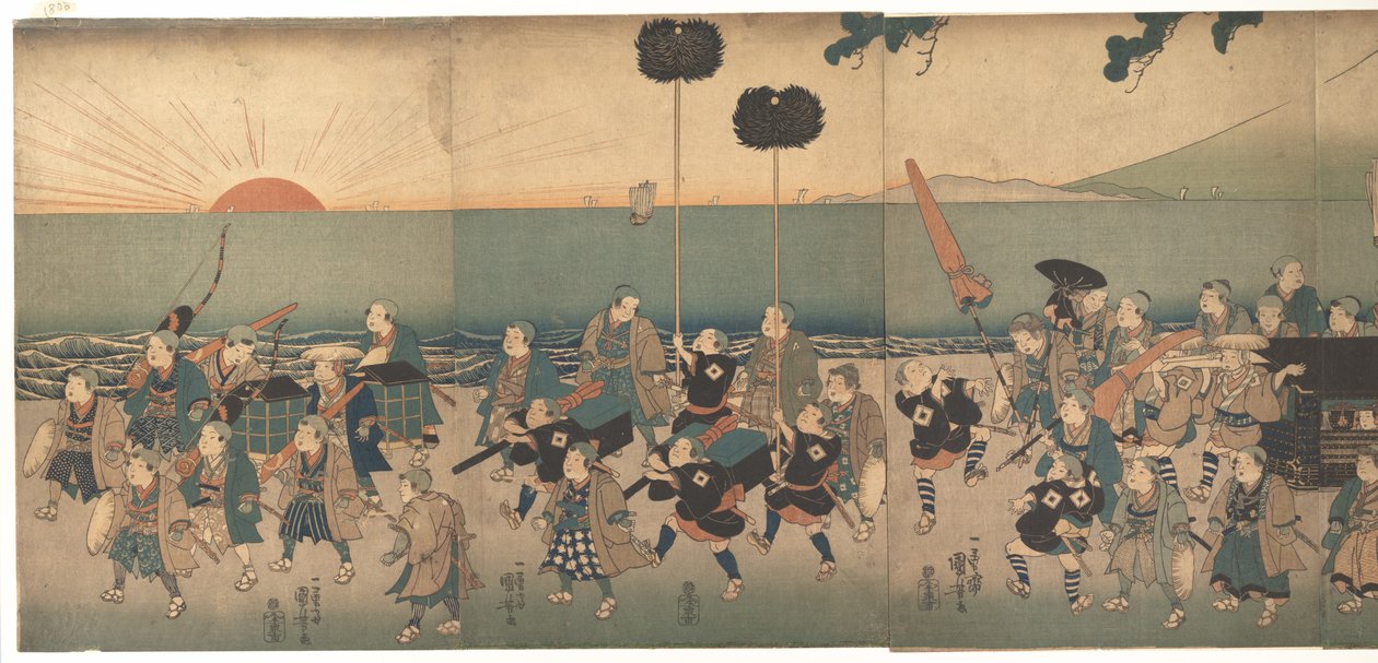Ragazzi che inscenano una processione di daimyō da Utagawa Kuniyoshi