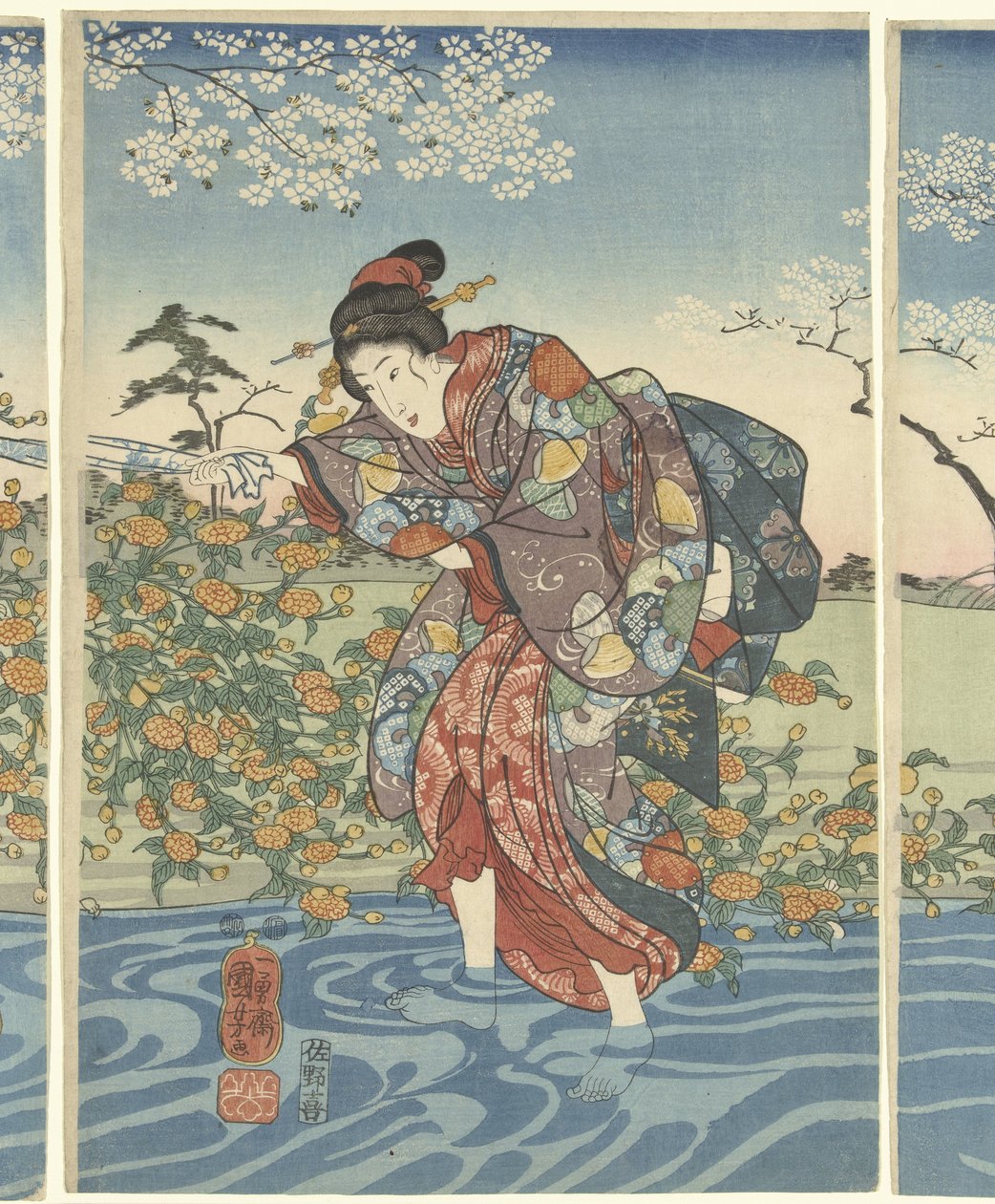 Il fiume Ide Tama nella provincia di Yamashiro da Utagawa Kuniyoshi
