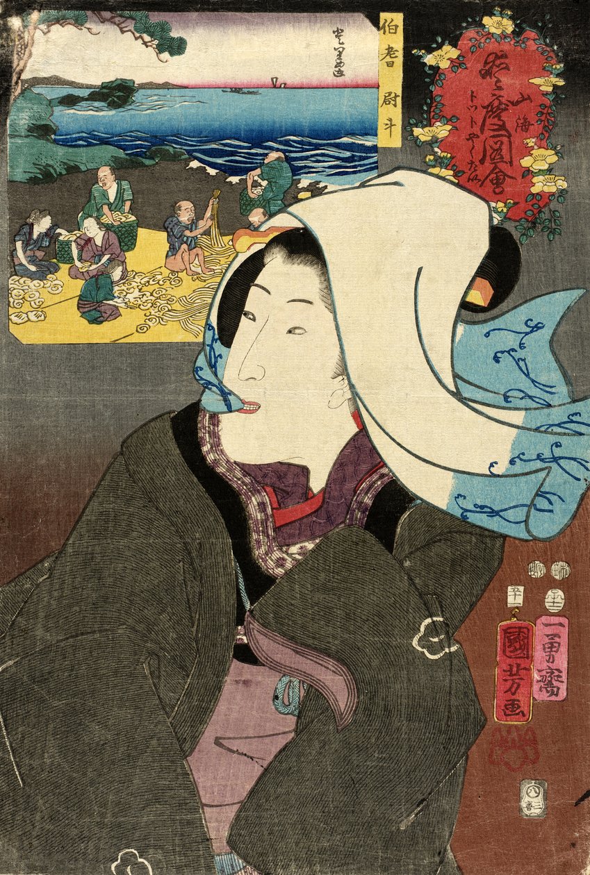 Abaloni essiccati di Hōki da Utagawa Kuniyoshi