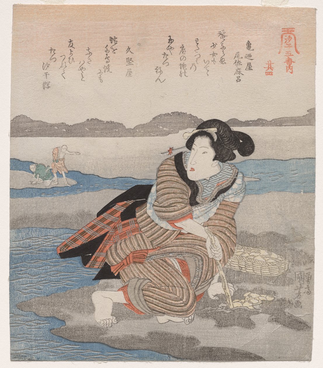 Donna che scava vongole; dalla serie Cinque immagini di bassa marea da Utagawa Kuniyoshi