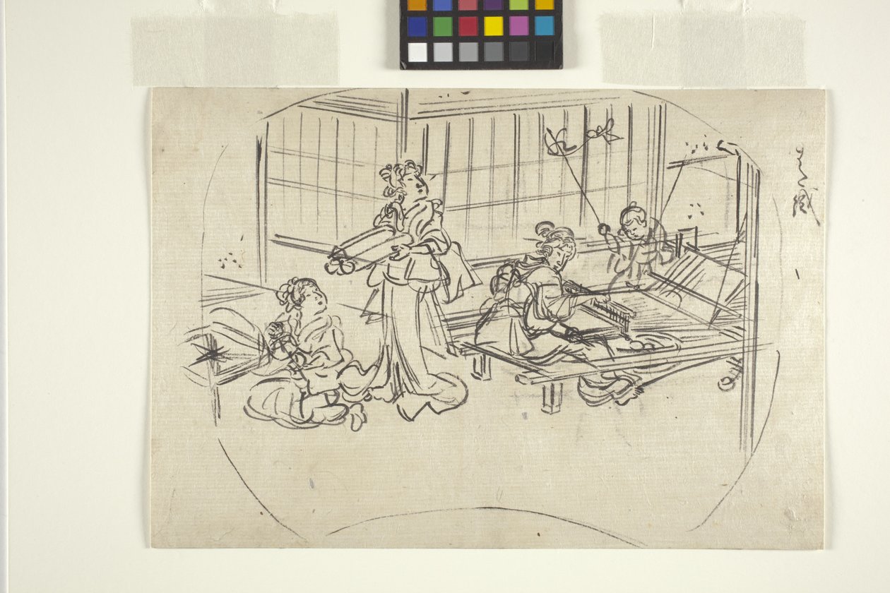 Hataori (Tessitura su un telaio) da Utagawa Kuniyoshi