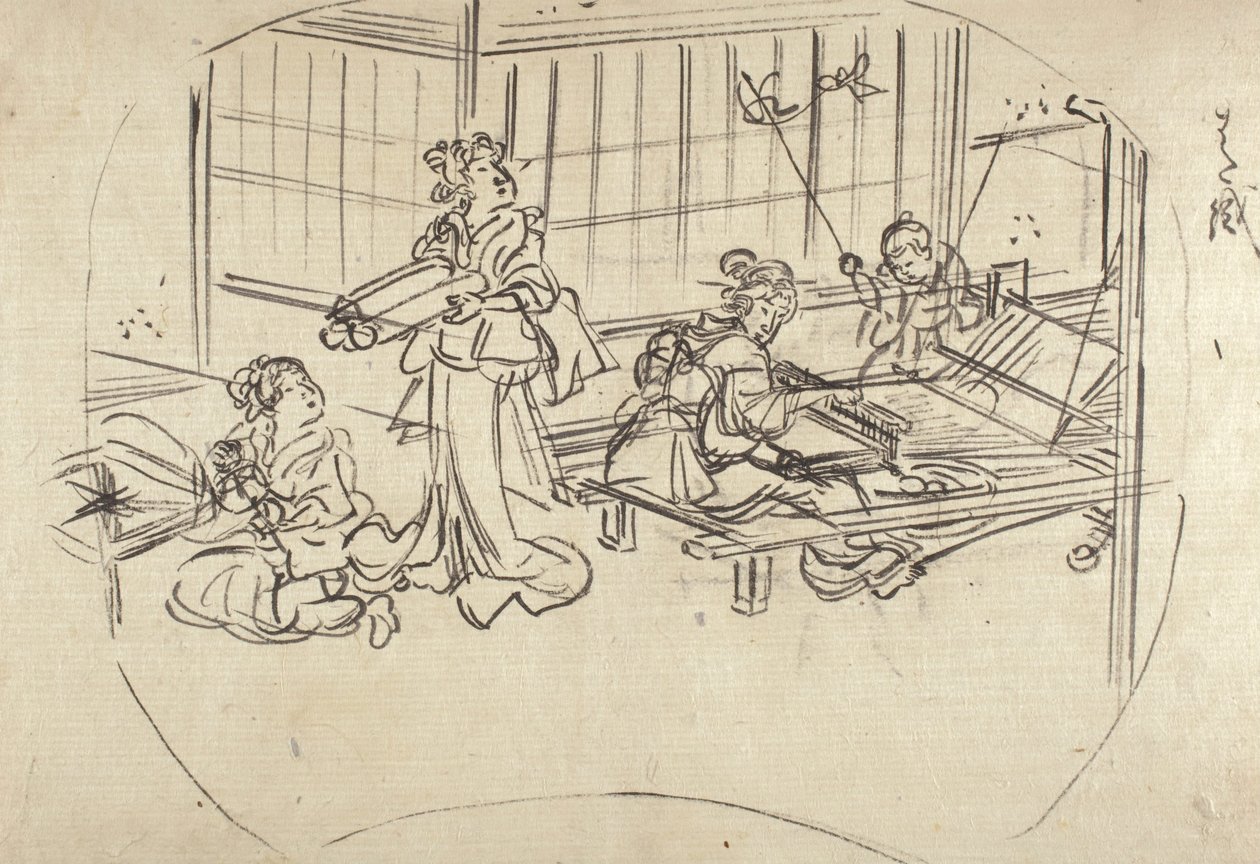 Hataori (tessitura al telaio) da Utagawa Kuniyoshi