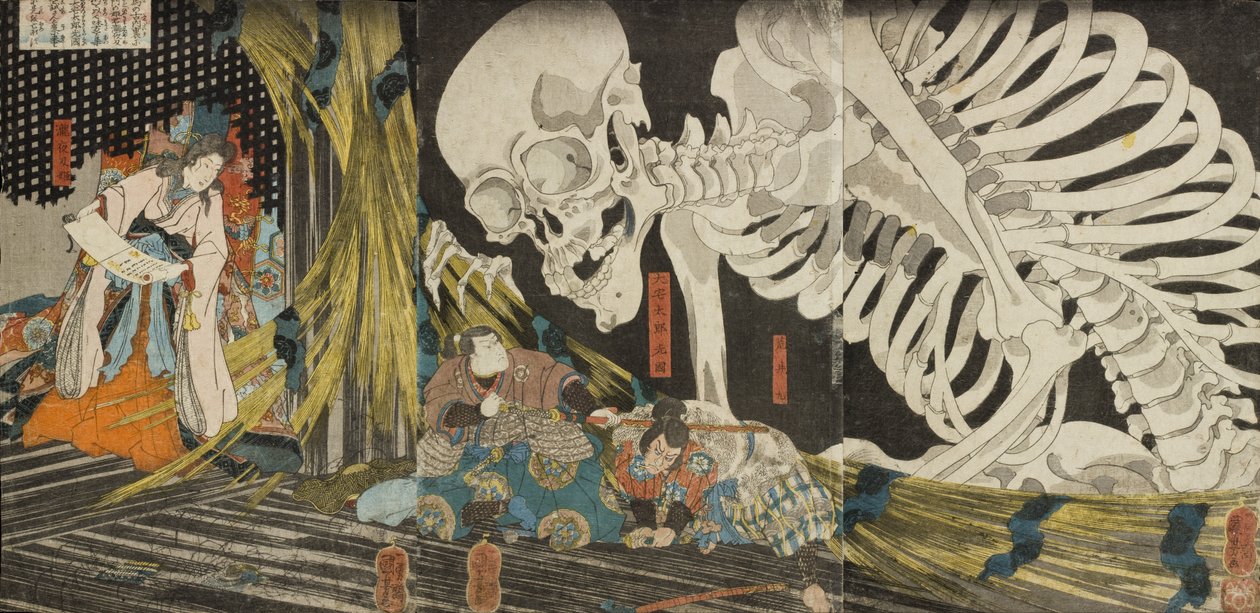 Nel palazzo in rovina di Sōma, Takiyasha, figlia di Masakado, usa la magia per radunare alleati da Utagawa Kuniyoshi