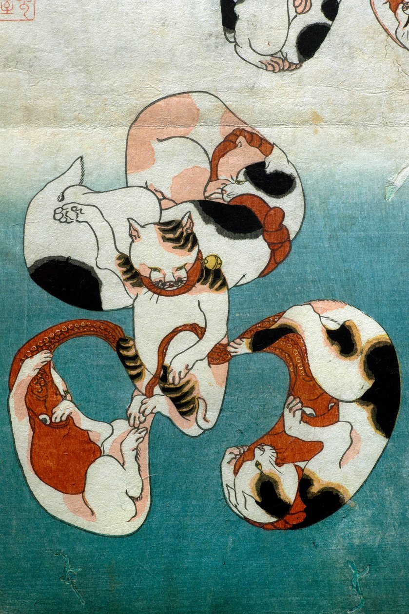 Serie di Polpi Gatti che Formano Caratteri Scritti, c.1842 da Utagawa Kuniyoshi