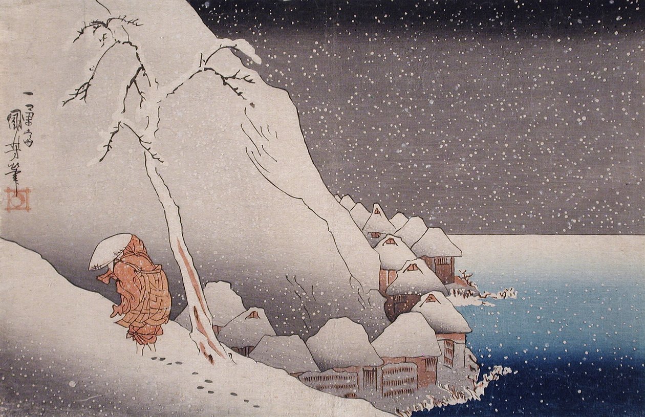 Neve a Tsukahara, sull’isola di Sado, 1271 da Utagawa Kuniyoshi
