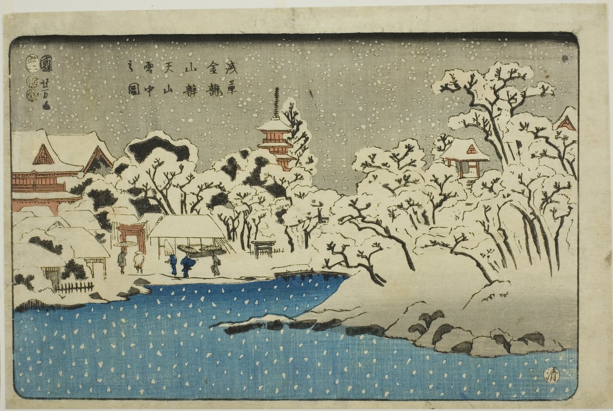 Neve sulla Collina di Benten al Tempio di Kinryuzan ad Asakusa da Utagawa Kuniyoshi
