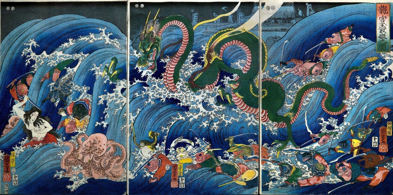 Tamatori-hime Ruba la Gemma Sacra dal Palazzo del Drago da Utagawa Kuniyoshi