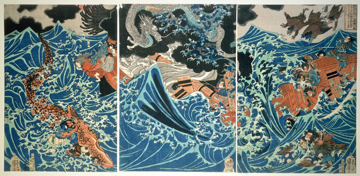 Naufragio di Tametomo, pub. c.1836 da Utagawa Kuniyoshi