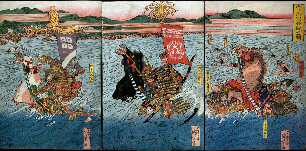 La Battaglia al Fiume Uji, c.1831-32 da Utagawa Kuniyoshi