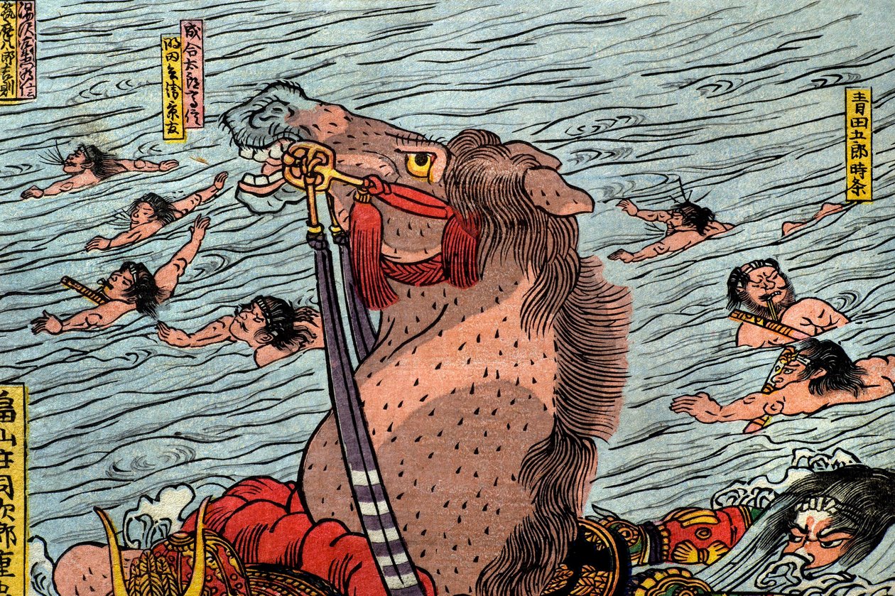 La Battaglia al Fiume Uji, c.1831-32 da Utagawa Kuniyoshi