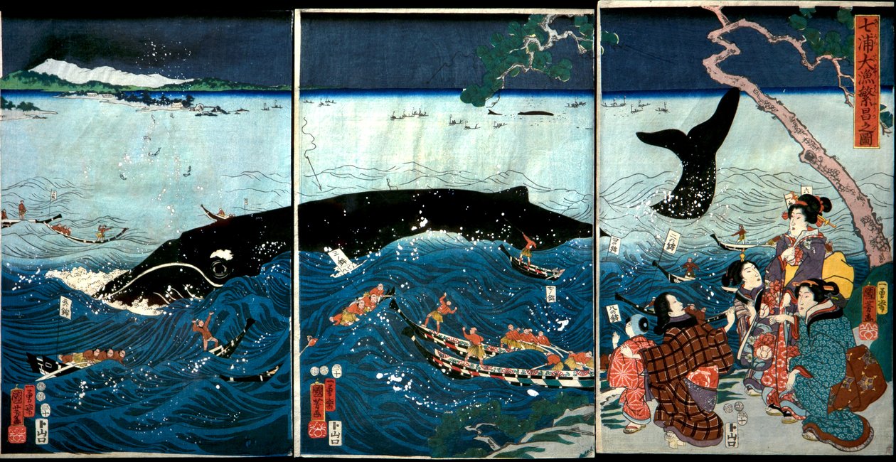 La prosperità di sette coste con grandi pesci da Utagawa Kuniyoshi