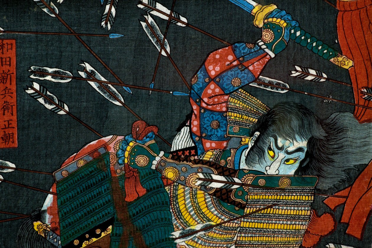 La battaglia di Shijō Nawate, c.1857 da Utagawa Kuniyoshi