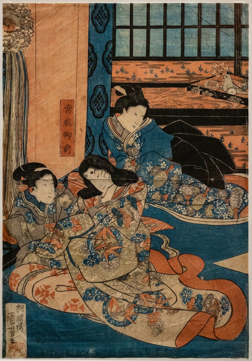 Tokiwa Gozen, amante di Minamoto no Yoshitsune, in una scena di Kabuki (xilografia su carta) da Utagawa Kuniyoshi