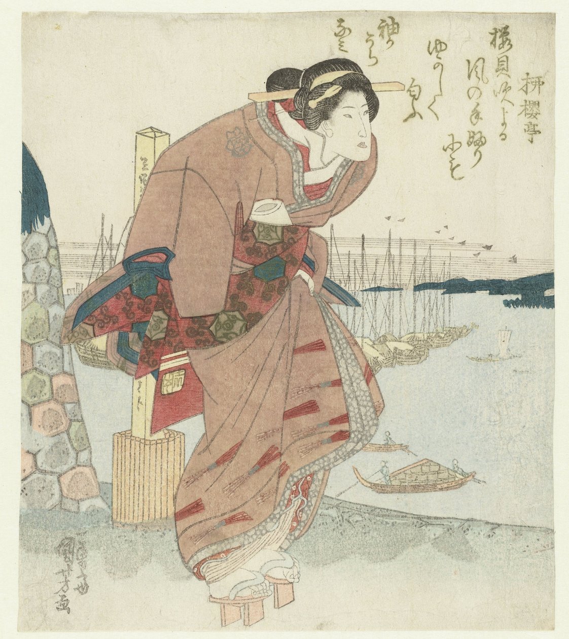 Donna presso un porto da Utagawa Kuniyoshi
