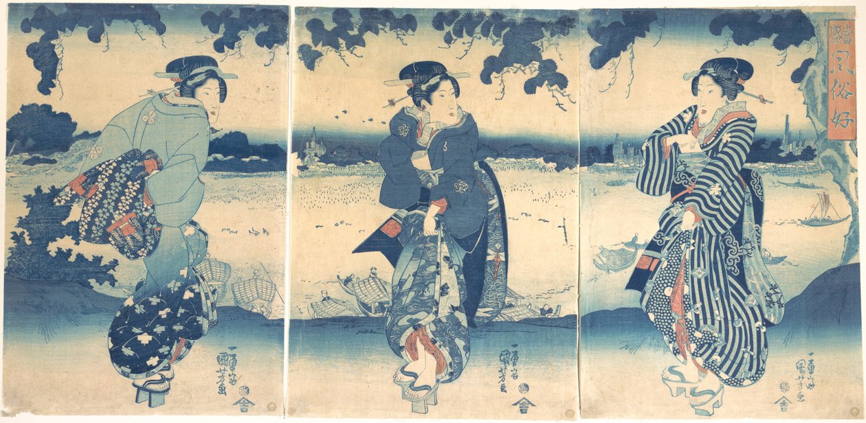 Donne vicino a un fiume da Utagawa Kuniyoshi