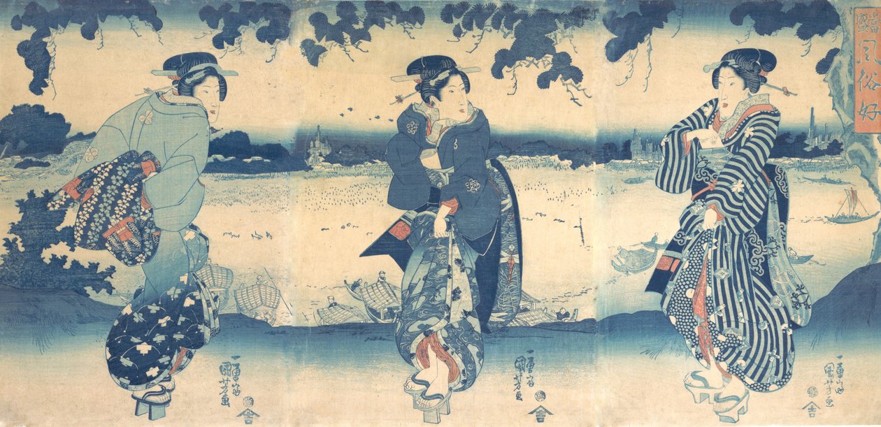 Donne vicino a un fiume da Utagawa Kuniyoshi