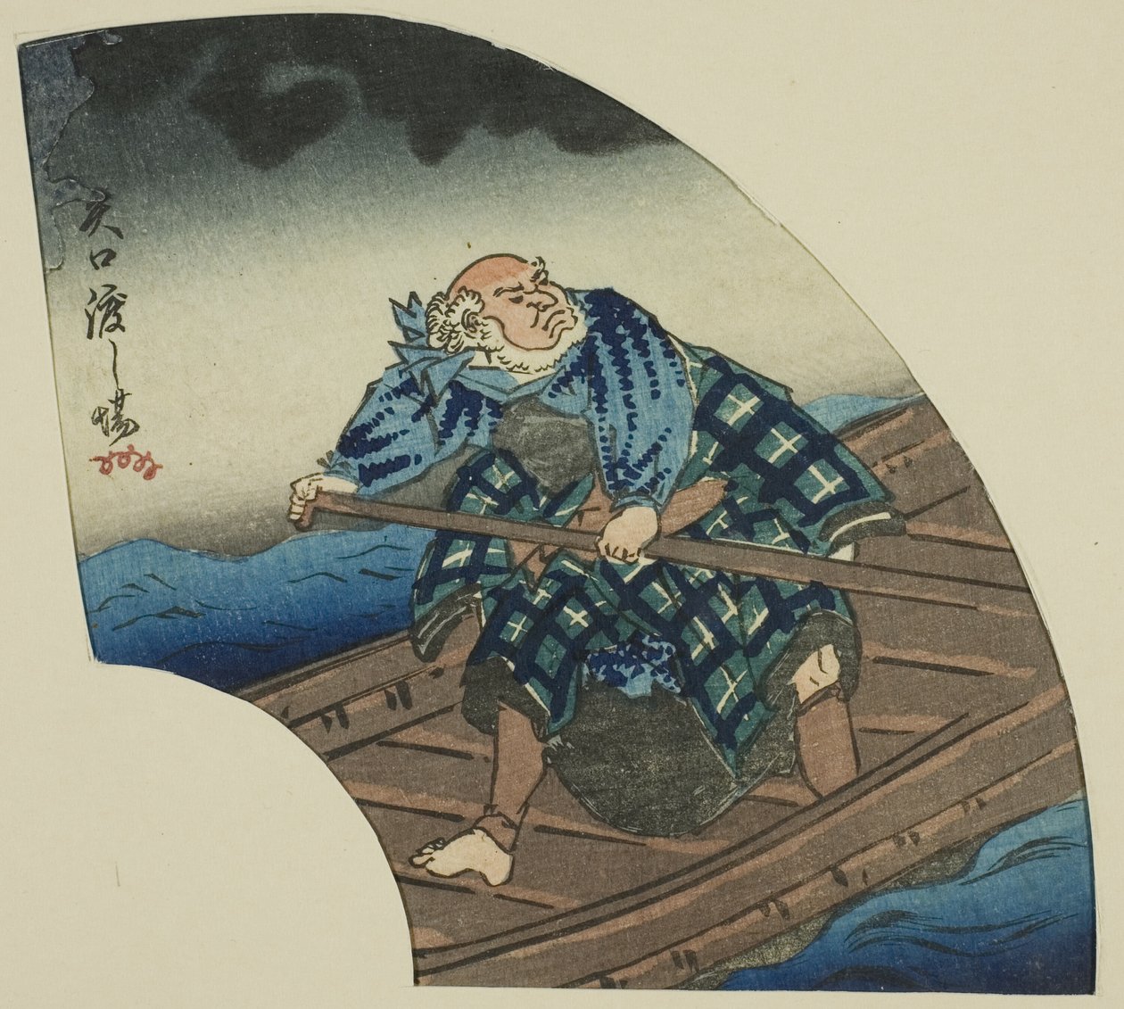 Attraversamento del Traghetto di Yaguchi, sezione di un foglio dalla serie "Uno Specchio Harimaze di Spettacoli Joruri" da Utagawa Kuniyoshi