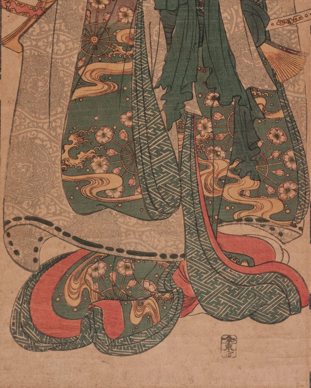 Senza titolo; titolo attribuito: Shirabyōshi sotto un sudare (Sudare shita no shirabyōshi) da Utagawa Kuniyoshi