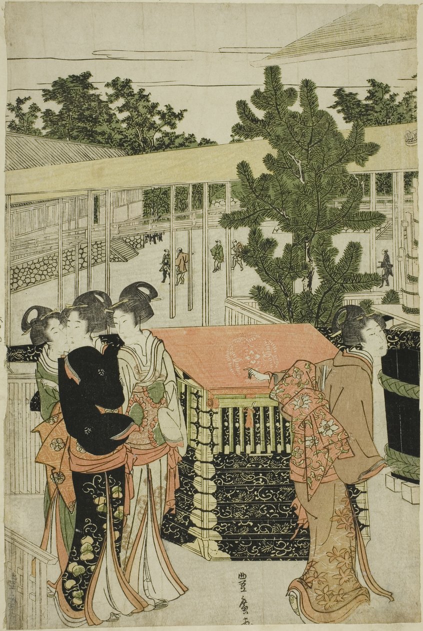 Pellegrinaggio di Capodanno al tempio Myohoji di Horinouchi (Horinouchi Myohoji eho mairi no zu) da Utagawa Toyohiro