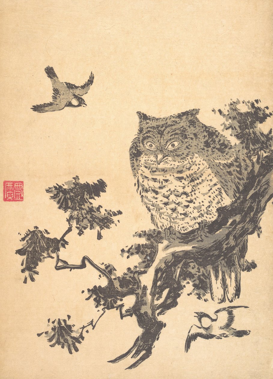 Gufo e due rondini da Utagawa Toyohiro