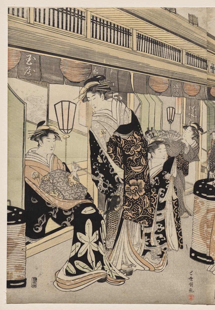 Cortigiane che passeggiano sul Nakanochō da Utagawa Toyokuni