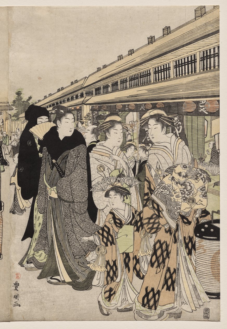 Cortigiane che Passeggiano sul Nakanochō da Utagawa Toyokuni