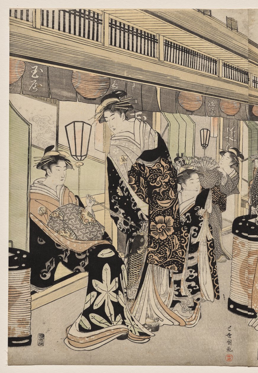 Cortigiane che passeggiano sul Nakanochō da Utagawa Toyokuni