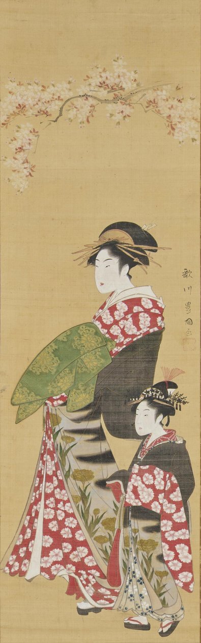 Kurtisanen unter Kirschblüten da Utagawa Toyokuni