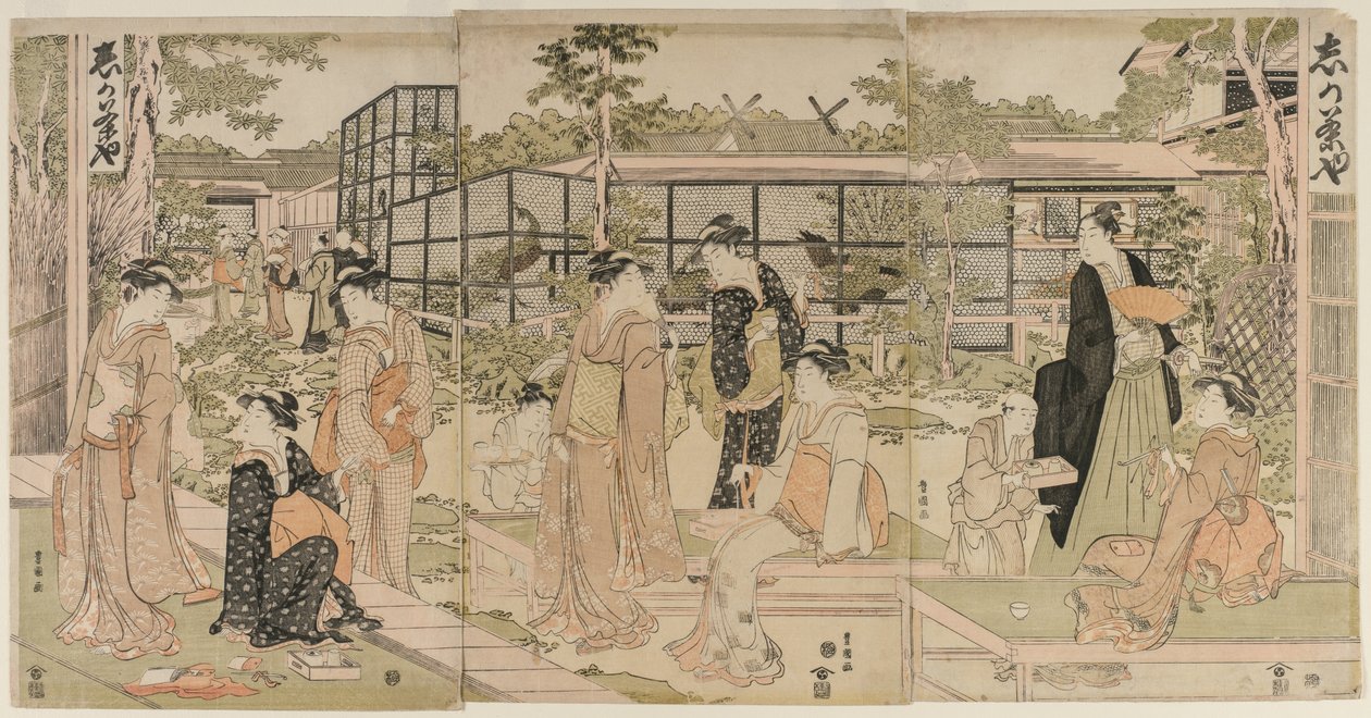 Visitatori alla Casa del Tè Shika, primi anni 1790 da Utagawa Toyokuni