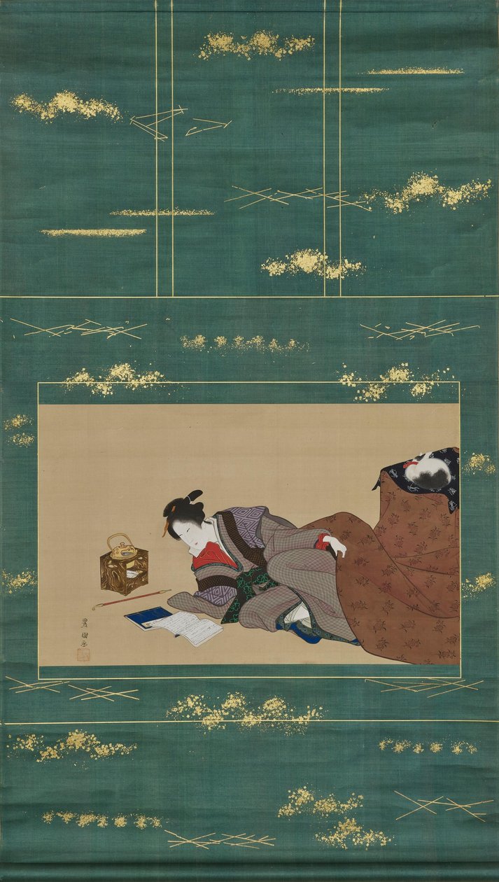Donna che si scalda con un «kotatsu» da Utagawa Toyokuni
