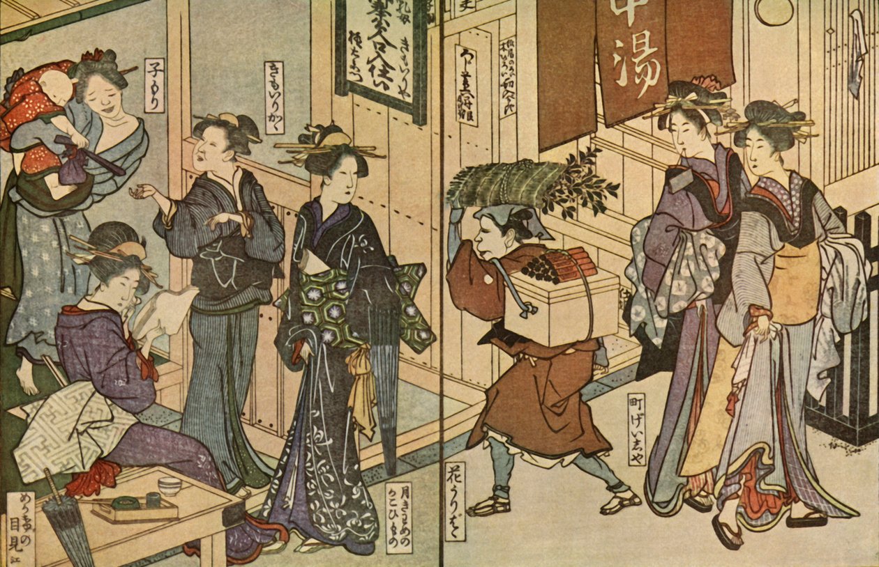 Donne e un servo maschio, 1802, 1924 da Utagawa Toyokuni