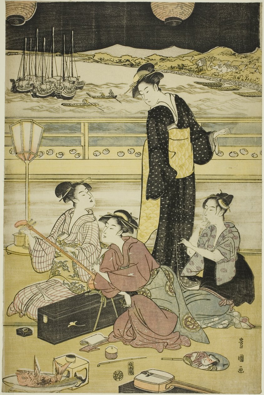 Festa serale a Shinagawa da Utagawa Toyokuni I