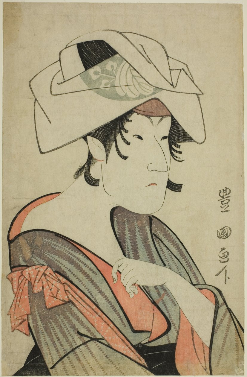 Nakayama Tomisaburo. Vestito da donna con un asciugamano sulla testa da Utagawa Toyokuni I