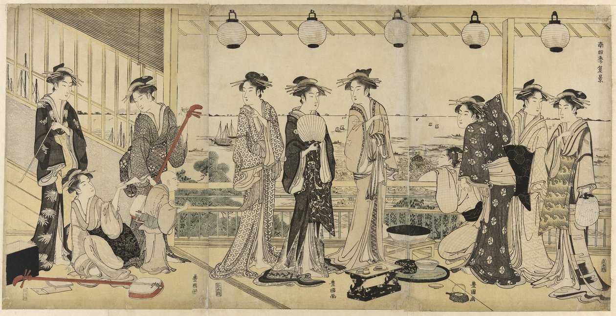 Le quattro stagioni nel sud (Minami Shiki): Scena estiva da Utagawa Toyokuni I